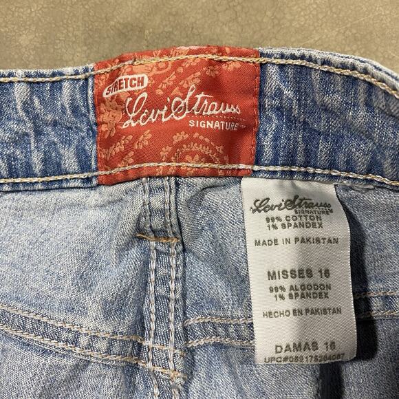 Levi Strauss Signature Stretch Jeans Light Wash 35x23 Cropped Y2K - Picture 7 of 13